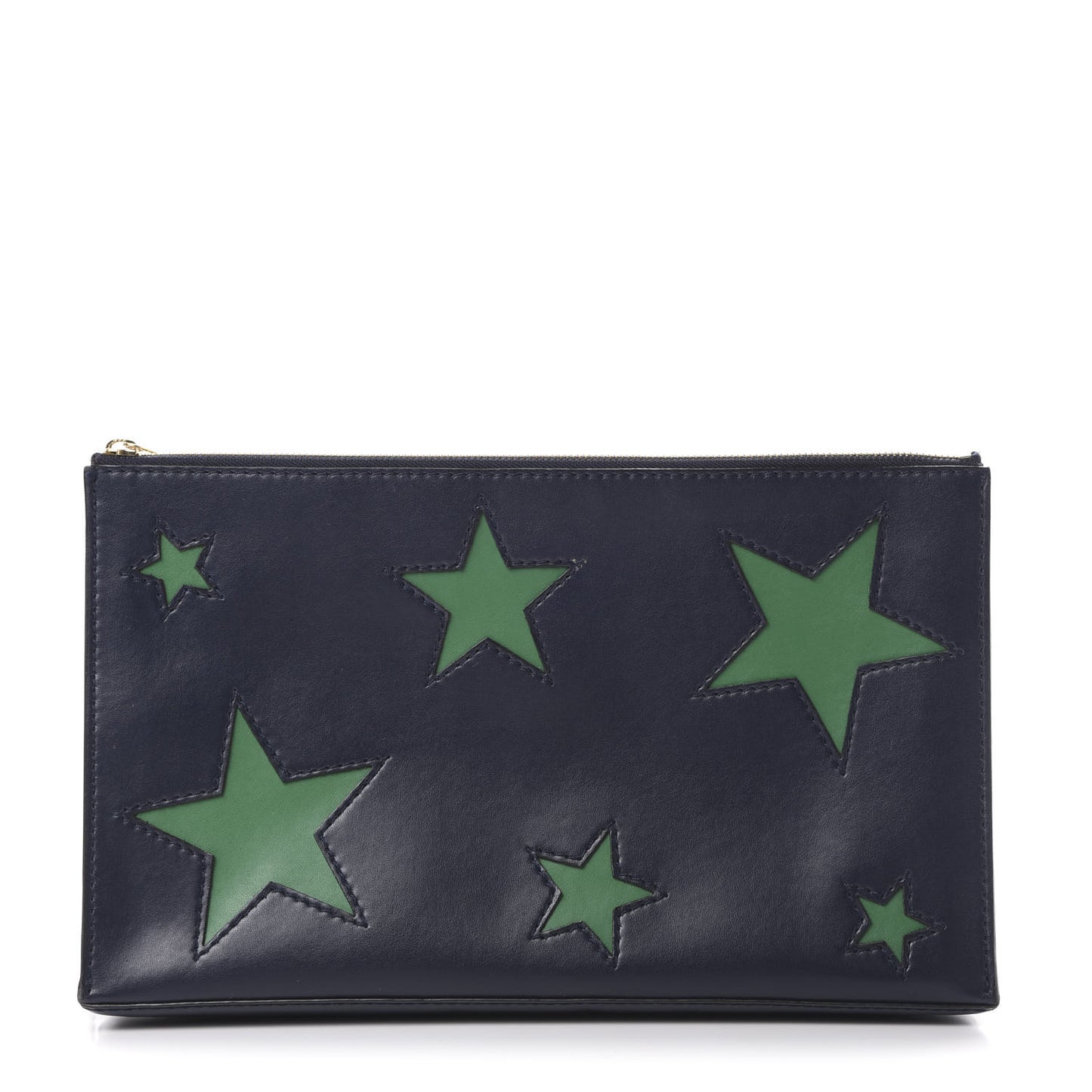 Eco Alter Nappa Star Zipped Clutch Navy Green