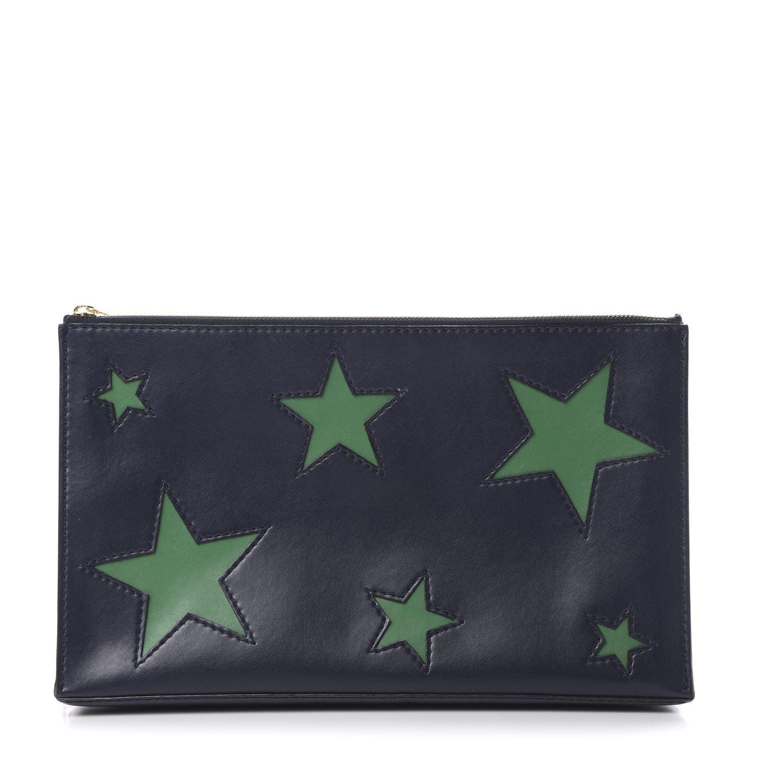 Stella McCartney Eco Alter Nappa Star Zipped Clutch Navy Green 1 of 8