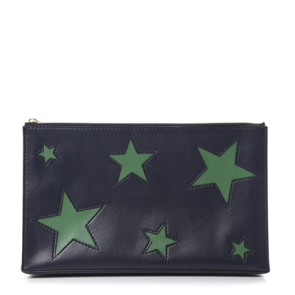 Stella McCartney Eco Alter Nappa Star Zipped Clutch Navy Green 1 of 8