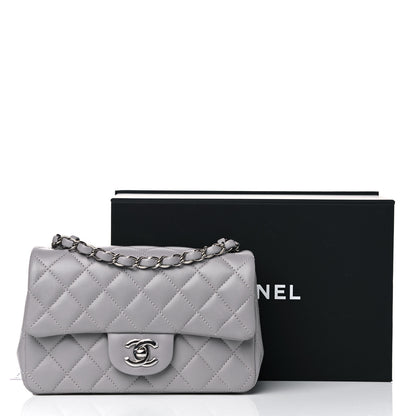 Chanel Lambskin Quilted Mini Rectangular Flap Grey 17 of 17