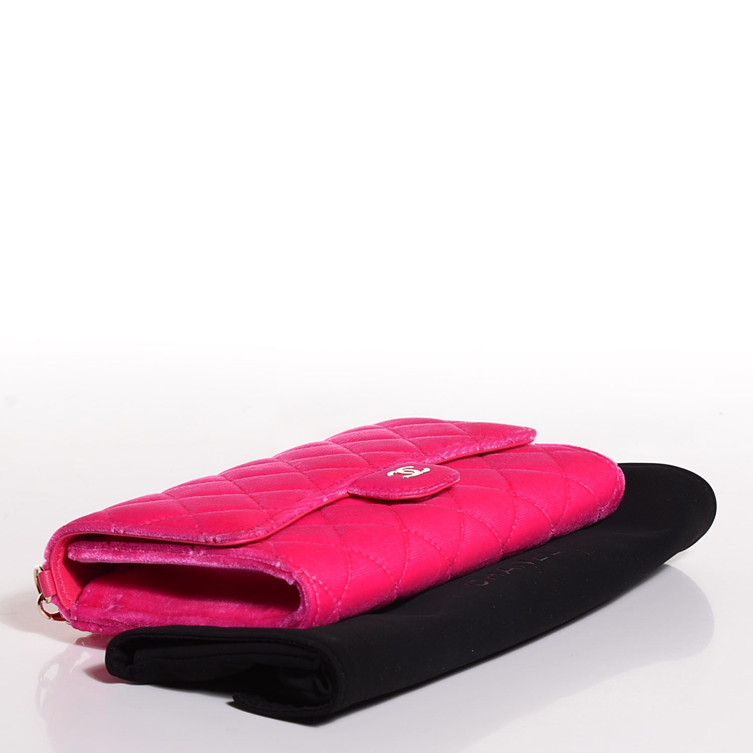 Chanel Velvet Quilted Clutch With Chain Pink 5 of 9