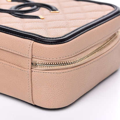 Chanel Caviar Quilted Medium CC Filigree Vanity Case Beige Black 12 of 13