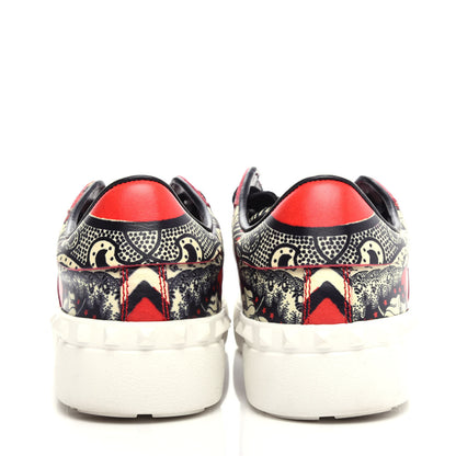 Valentino Garavani Calfskin Mime Rockstud Open Sneakers 39 Red White Black 7 of 11