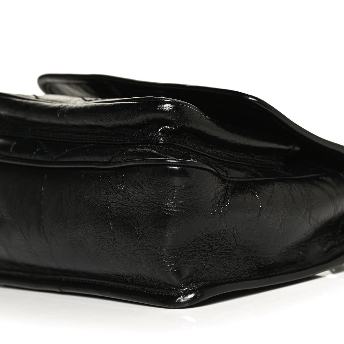 Crinkled Calfskin Matelasse Monogram Baby Niki Chain Satchel Black