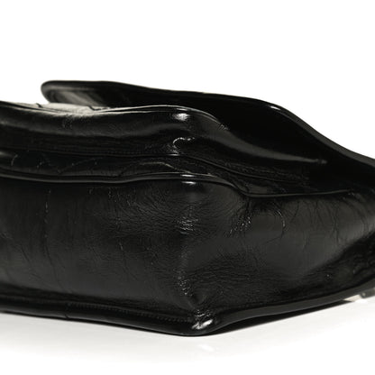 Saint Laurent Crinkled Calfskin Matelasse Monogram Baby Niki Chain Satchel Black 12 of 16