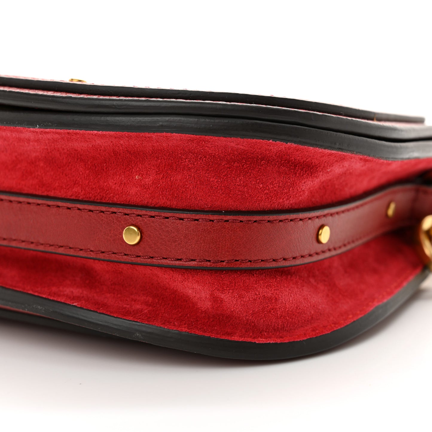 Calfskin Suede Small Nile Bracelet Bag Intense Red