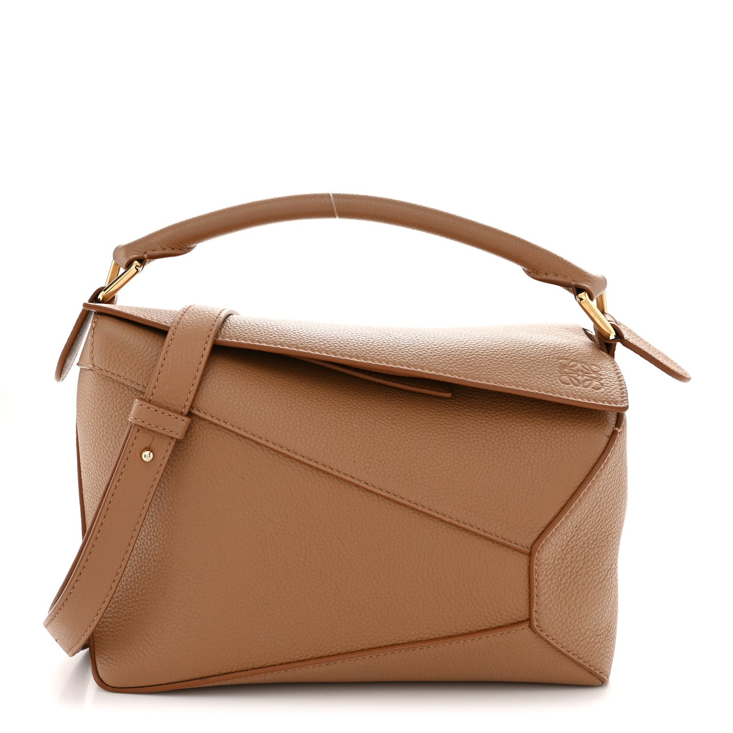Loewe Grained Calfskin Small Puzzle Edge Bag Toffee 1 of 12