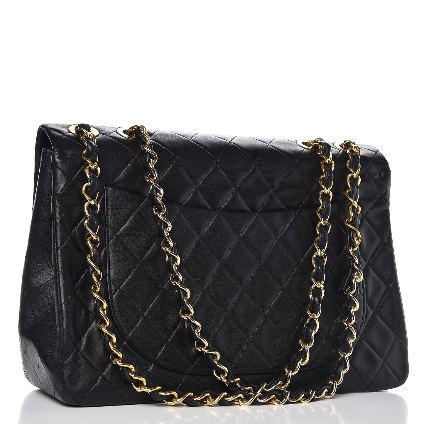 Lambskin Quilted XL Jumbo Single Flap Black
