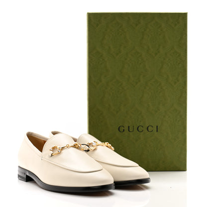 Gucci Malaga Kid Crystal Horsebit Womens Jordaan Loafers 39.5 Mystic White 12 of 12