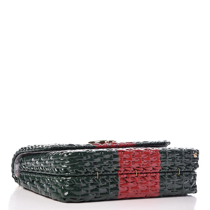 Gucci Glazed Wicker Stripe Small Cestino Shoulder Bag Green 4 of 12