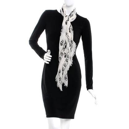 Alexander McQueen Silk Chiffon Skull Scarf Ivory Black 2 of 5