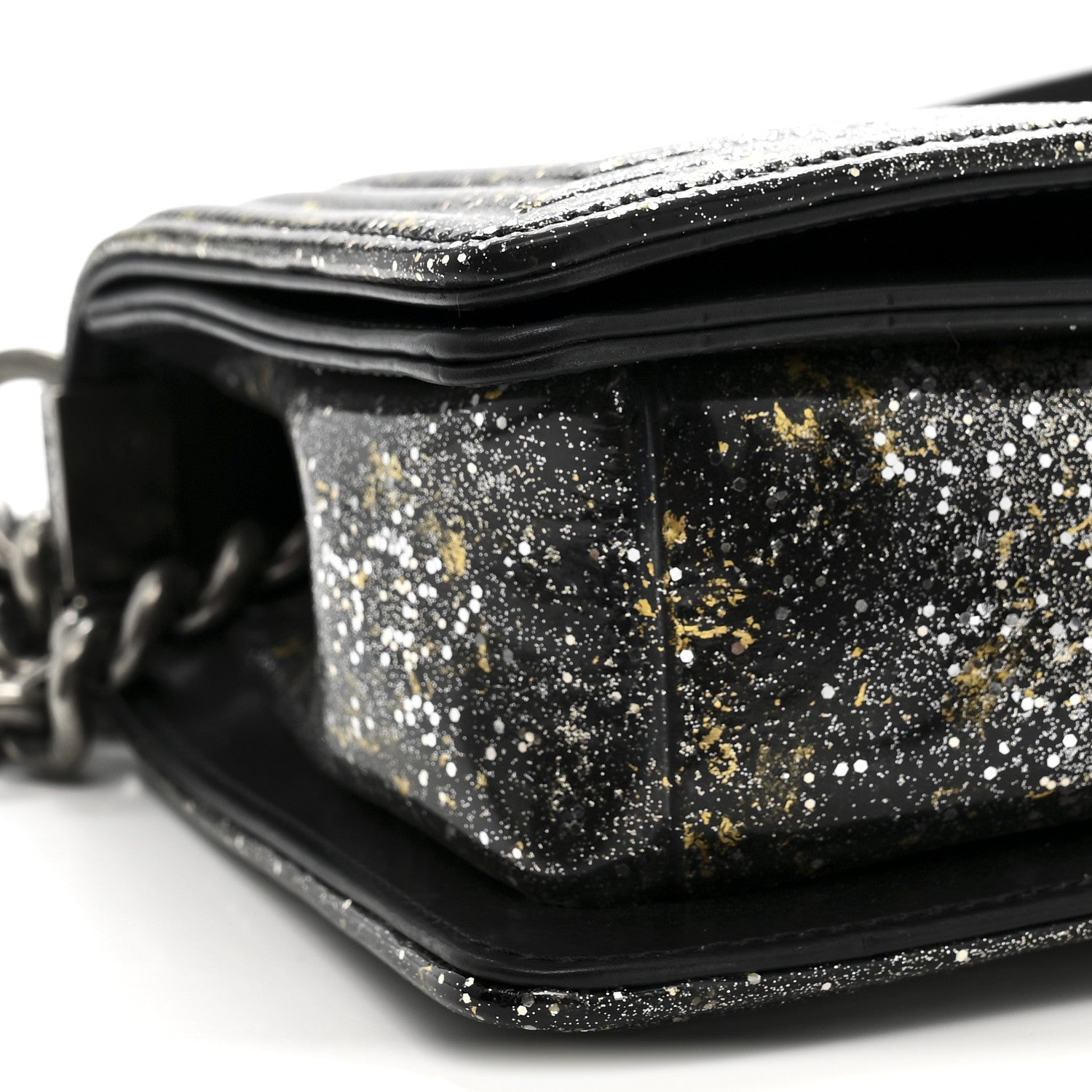 Chanel Glitter Glazed Calfskin Medium Boy Flap Black 9 of 10