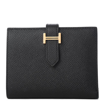 Hermes Epsom Bearn Compact Wallet Black 1 of 8
