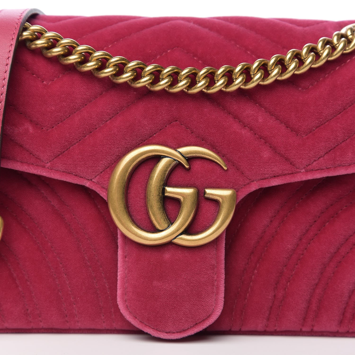 Gucci Velvet Matelasse Small GG Marmont Shoulder Bag Light Raspberry Rose 9 of 9