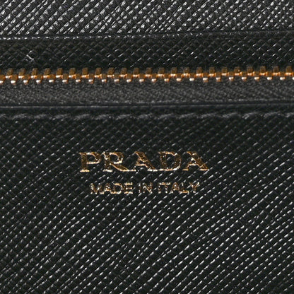Prada Saffiano Triangle Logo Continental Flap Travel Wallet Black 7 of 9