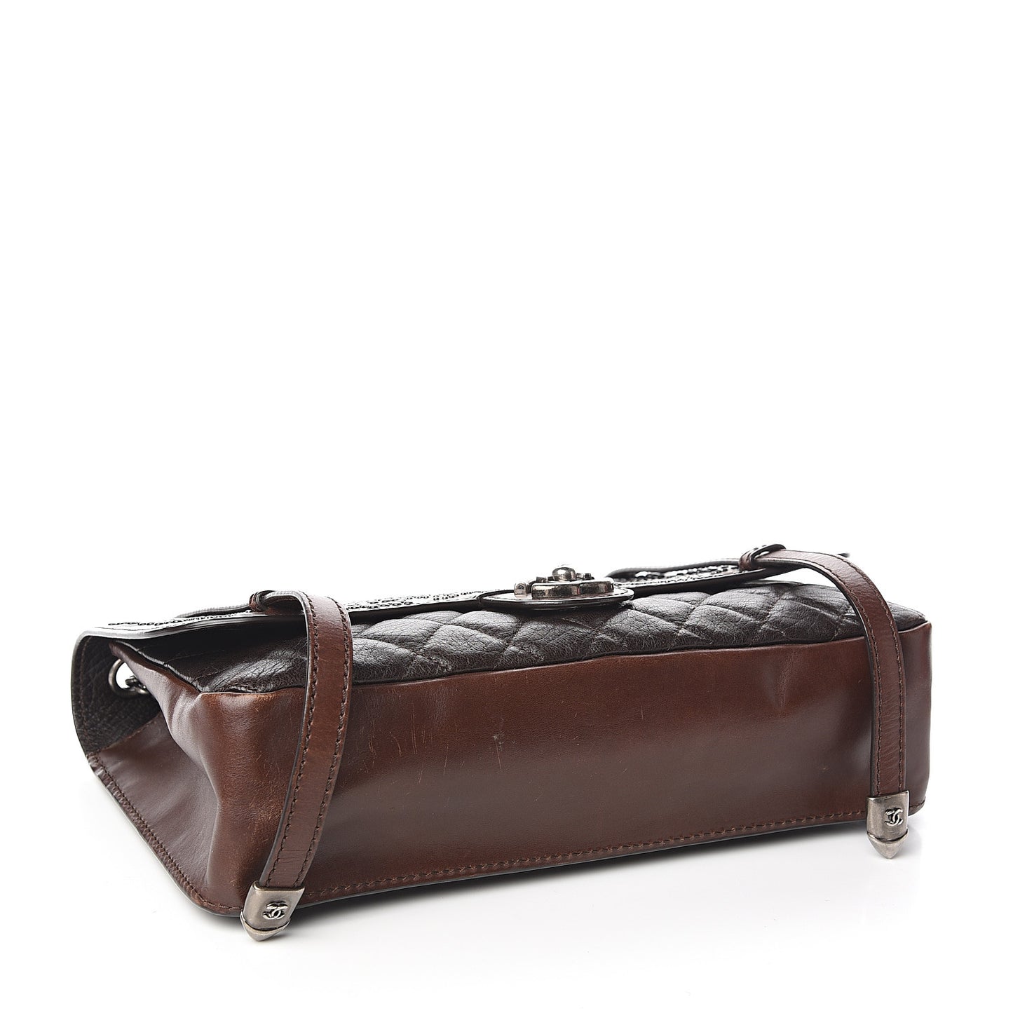 Studded Calfskin Lambskin Paris Dallas Flap Brown Black