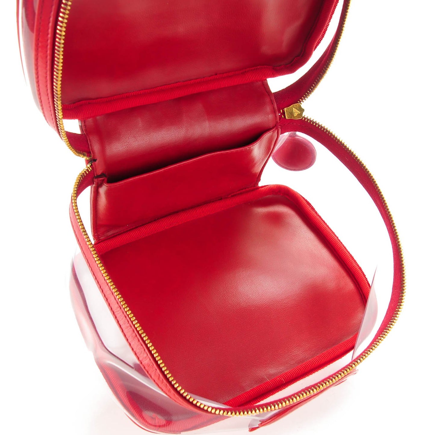 Vinyl Lambskin Vanity Cosmetic Case Red