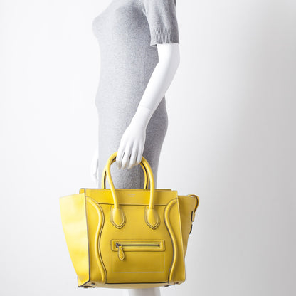 Celine Drummed Calfskin Mini Luggage Citron 2 of 10