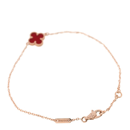 Van Cleef & Arpels 18K Rose Gold Carnelian Sweet Alhambra Bracelet 2 of 6