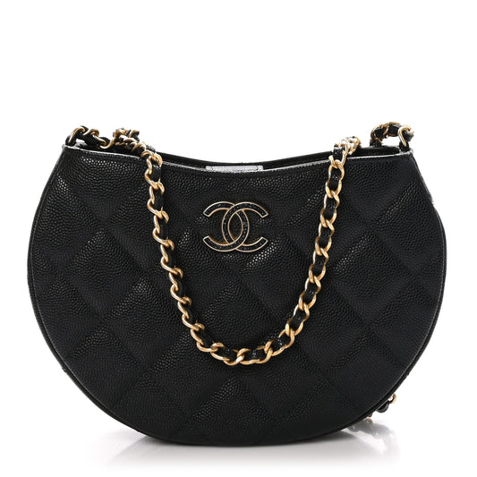 Caviar Quilted Hobo Black