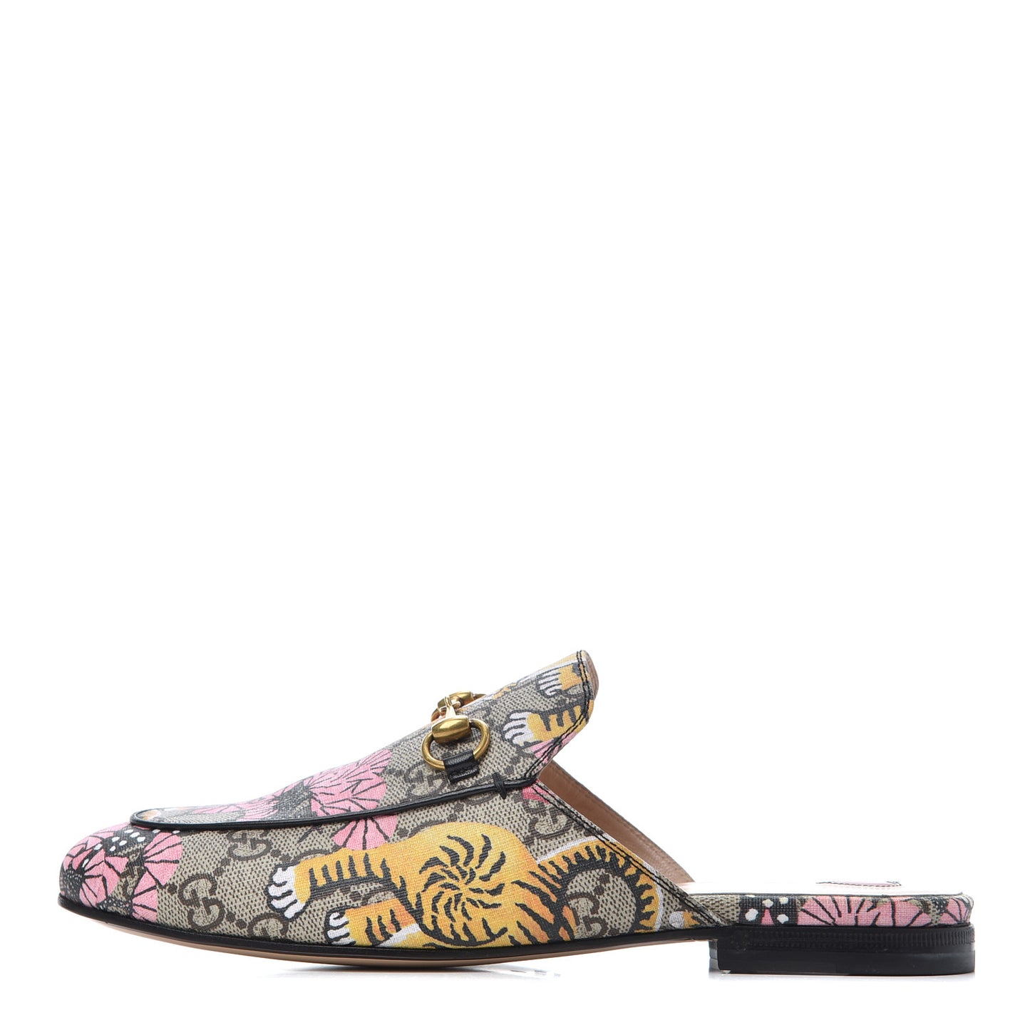 GG Supreme Monogram Bengal Womens Princetown Slippers 36.5 Beige Crop Pink