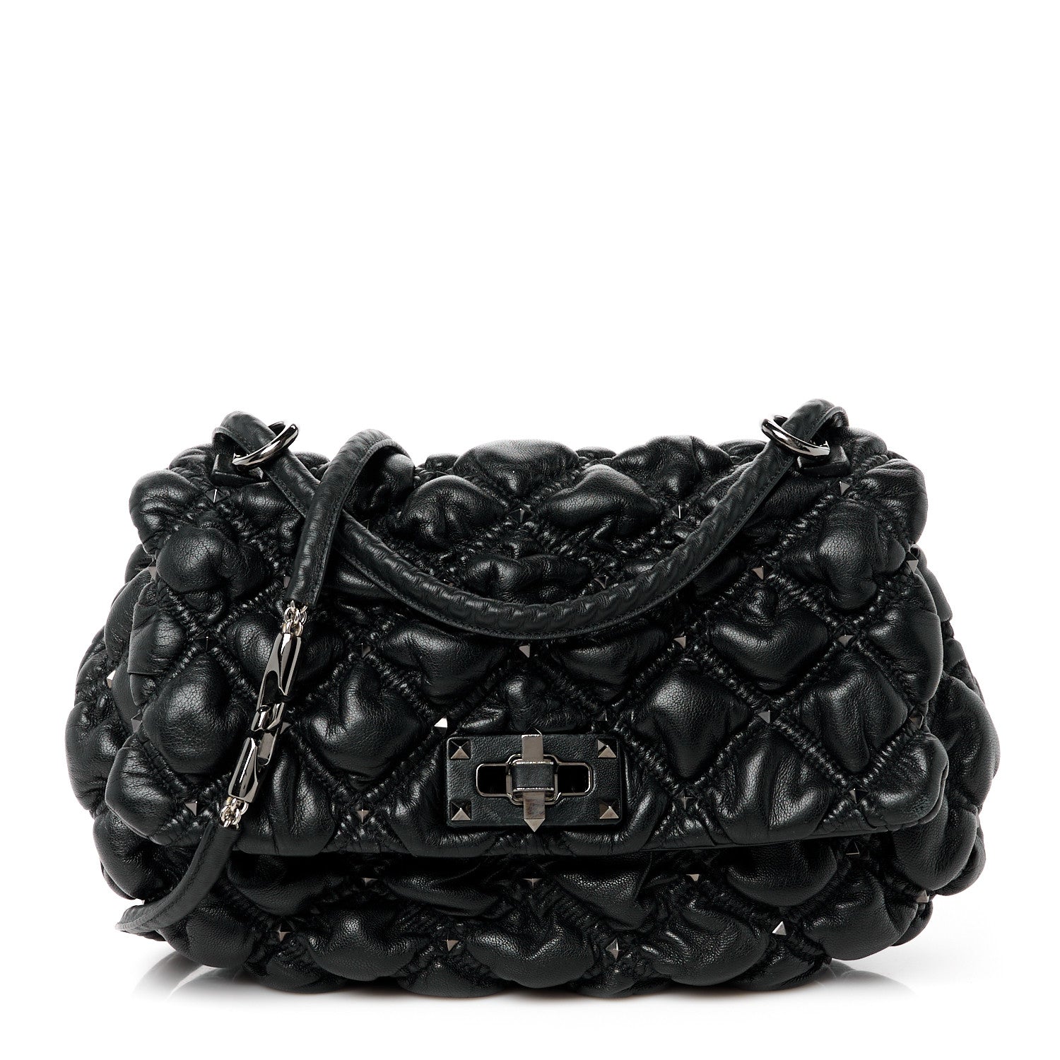 Valentino Garavani Nappa Medium Spikeme Shoulder Bag Black 1 of 11