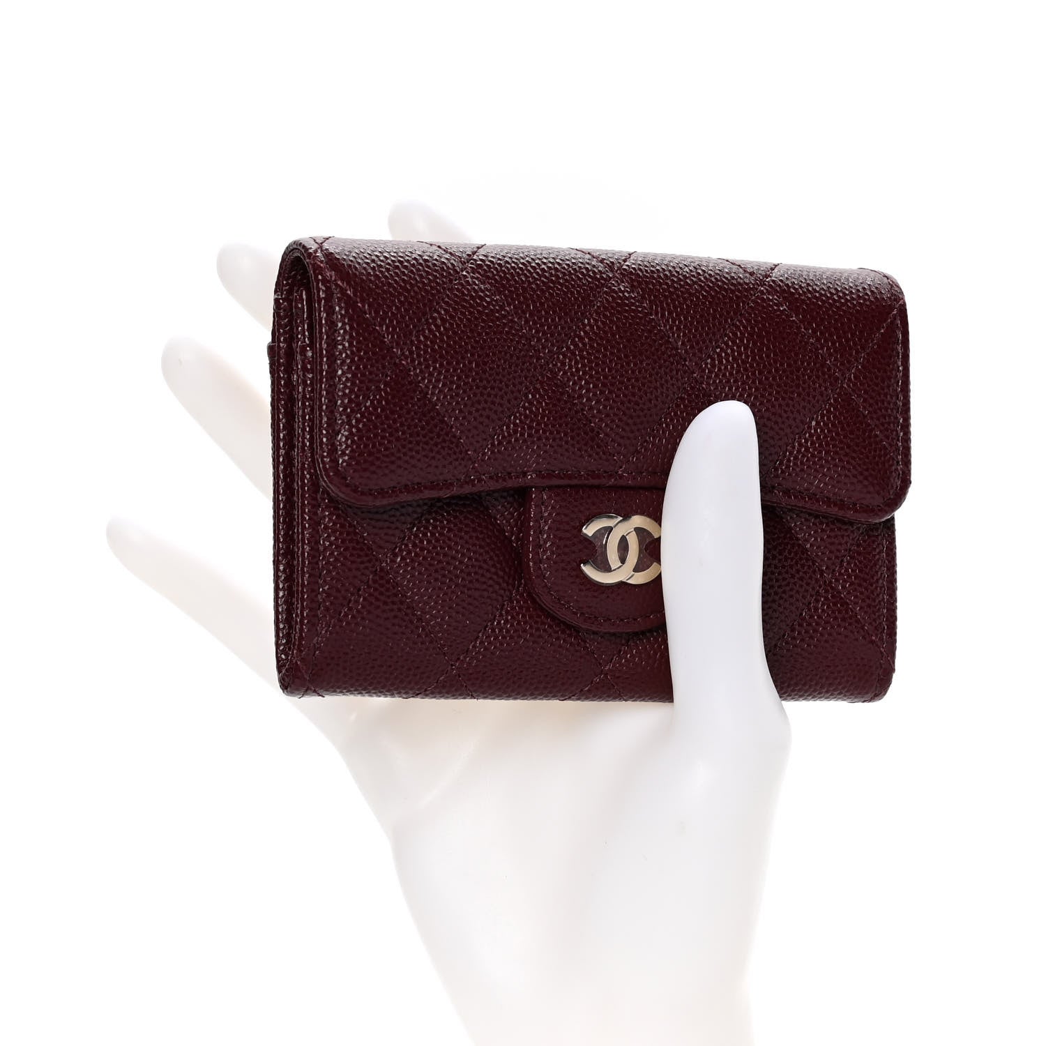 Chanel Caviar Quilted Flap Card Holder Wallet Burgundy 6 of 6