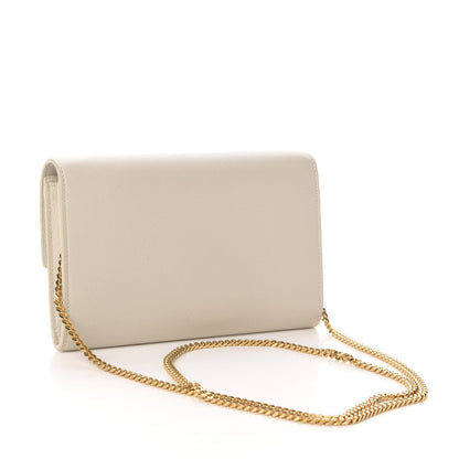 Saint Laurent Grain De Poudre Monogram Uptown Chain Wallet Dark Latte 4 of 15