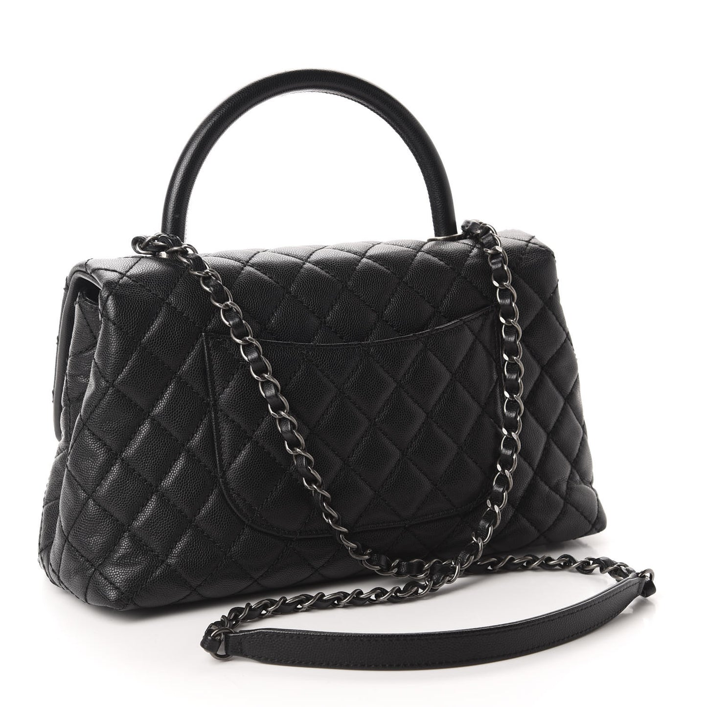 Caviar Quilted Small Coco Handle Flap Black