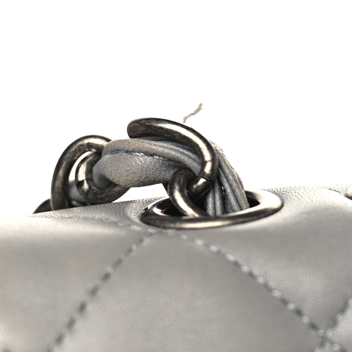 Lambskin Quilted Jumbo Single Flap Grey