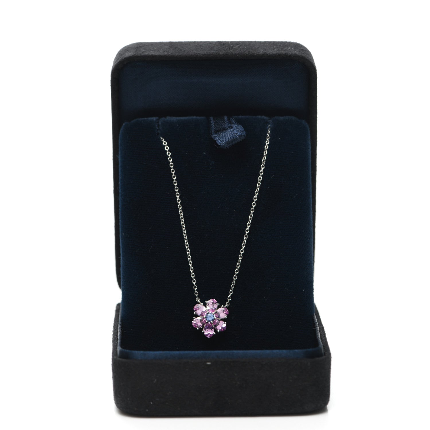 Tiffany Platinum Pink Purple Sapphire Flower Pendant Necklace 6 of 6