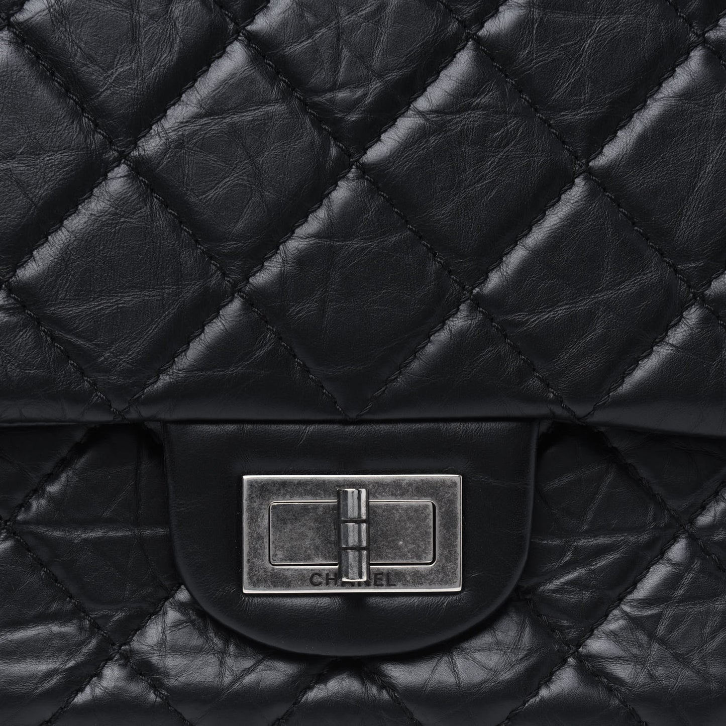 Aged Calfskin Quilted 2.55 Reissue 227 Flap Black