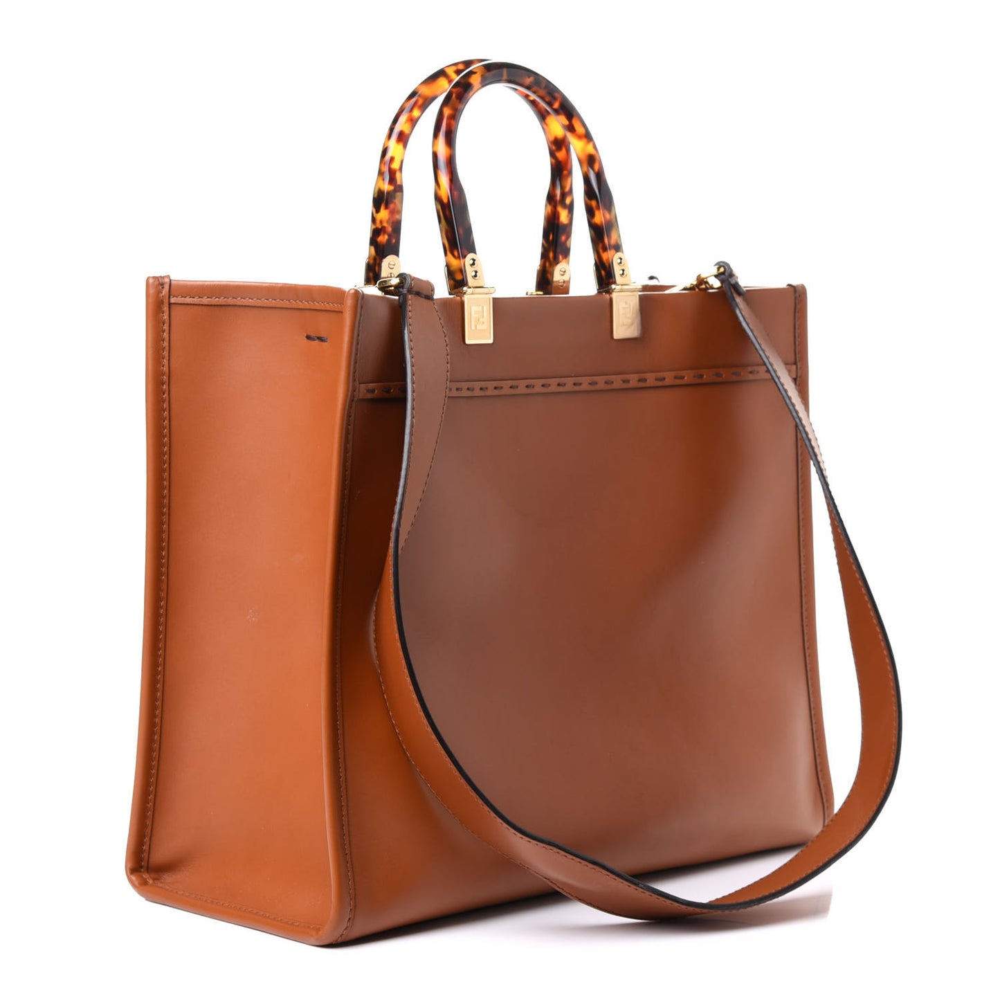 Vitello King Plexiglass Medium Fendi Sunshine Shopper Tote Cuoio