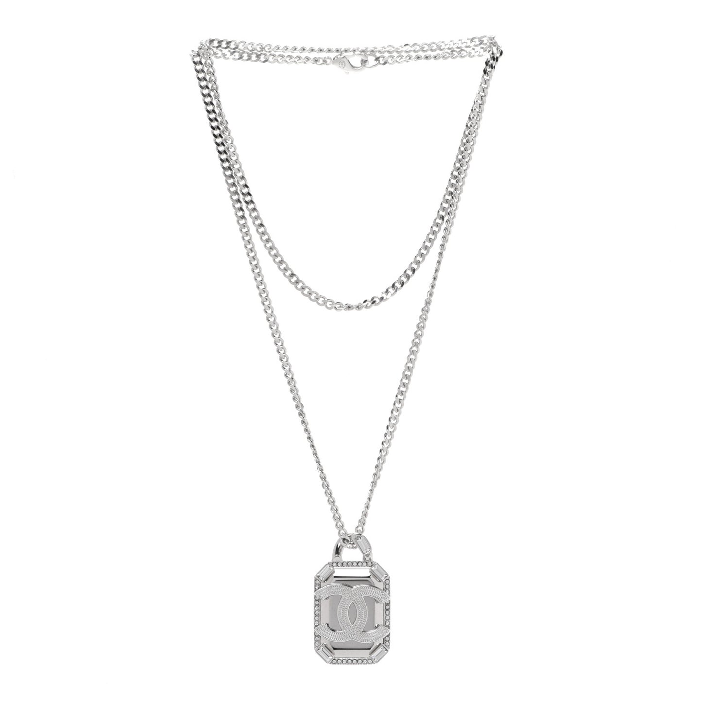 Crystal Dog Tag Chain Necklace