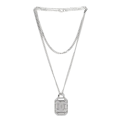 Chanel Crystal Dog Tag Chain Necklace 3 of 6