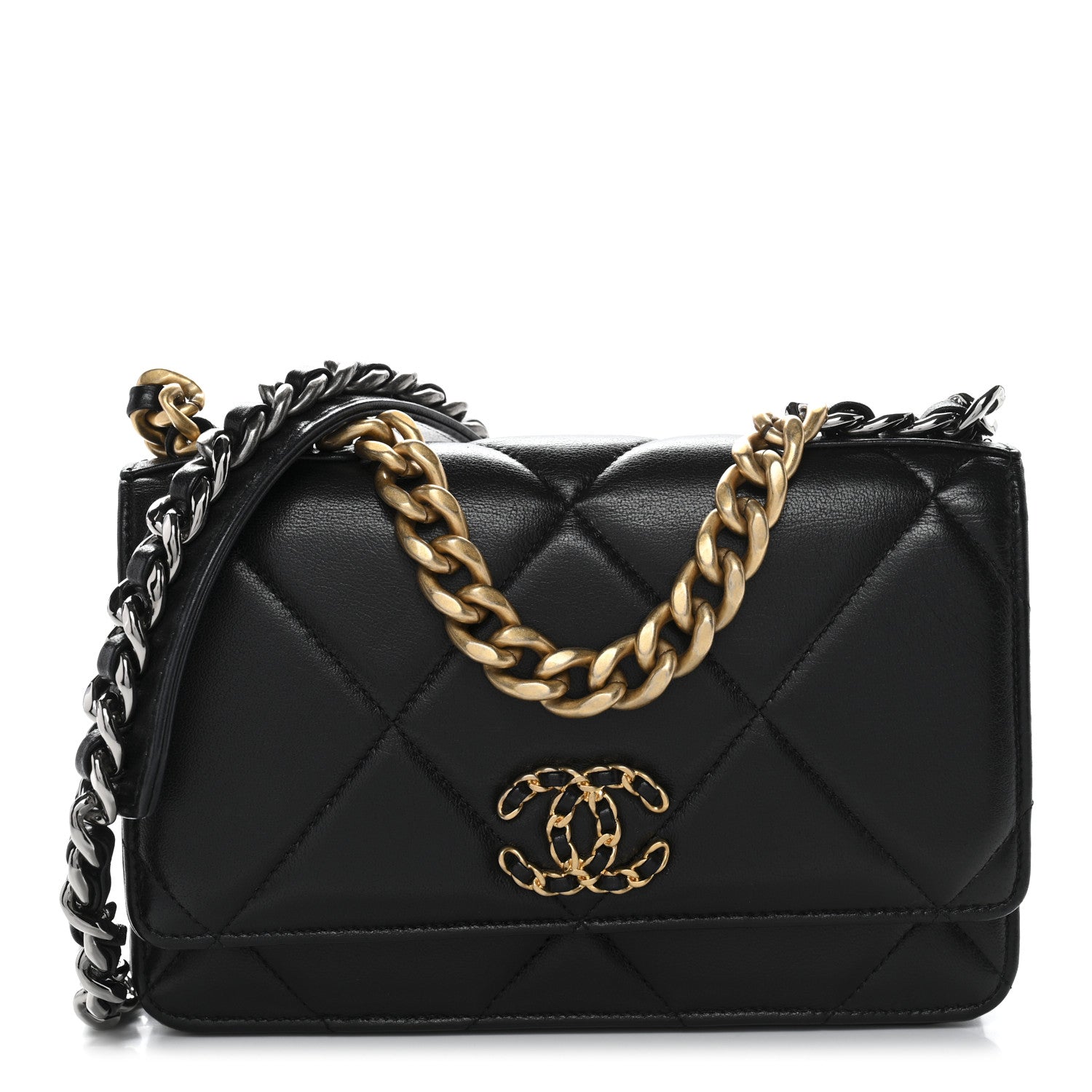 Chanel Lambskin Quilted Chanel 19 Wallet On Chain WOC Black 1 of 13