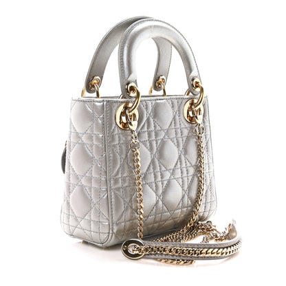 Christian Dior Metallic Lambskin Cannage Mini Lady Dior Grey 3 of 10
