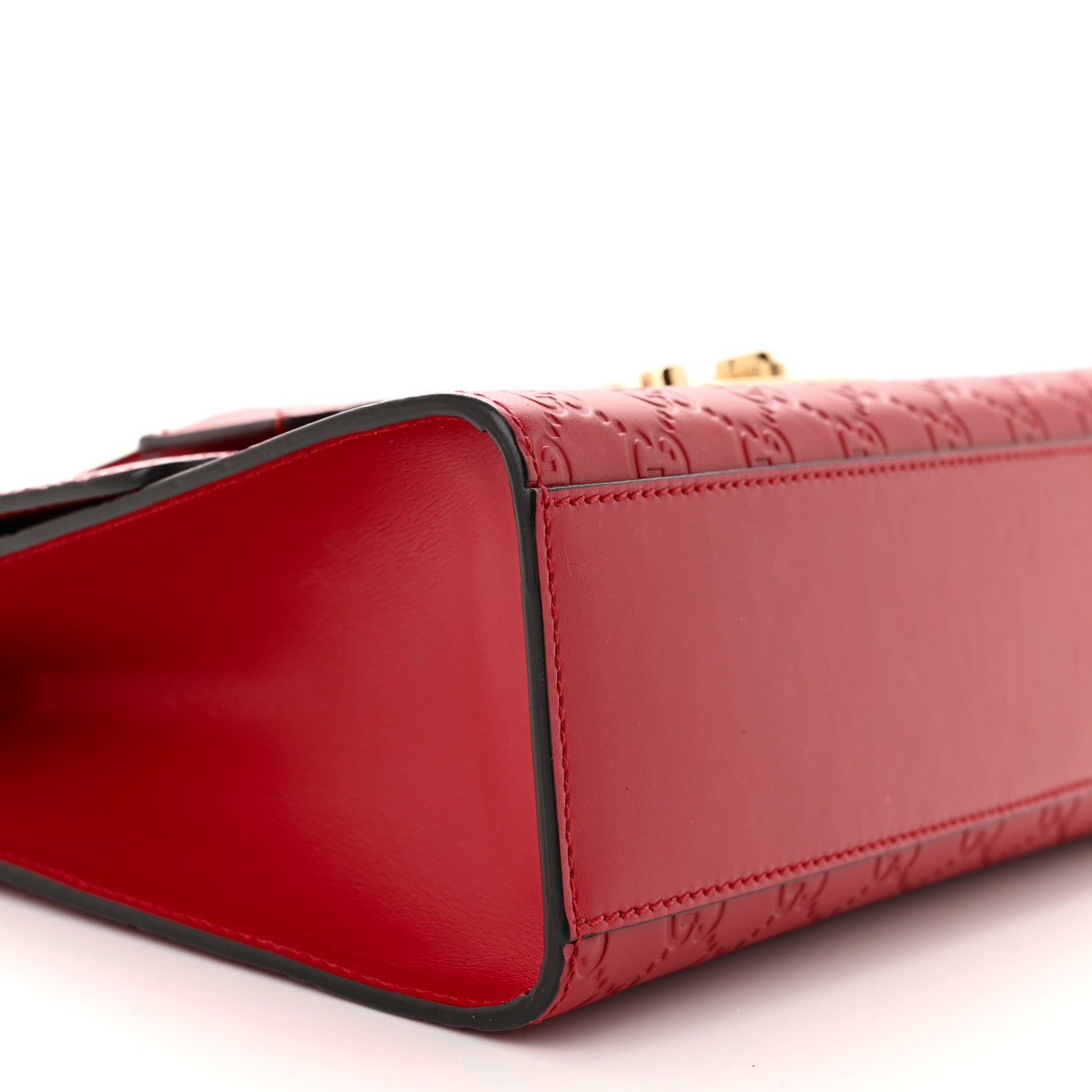 Gucci Guccissima Medium Padlock Shoulder Bag Hibiscus Red 9 of 10