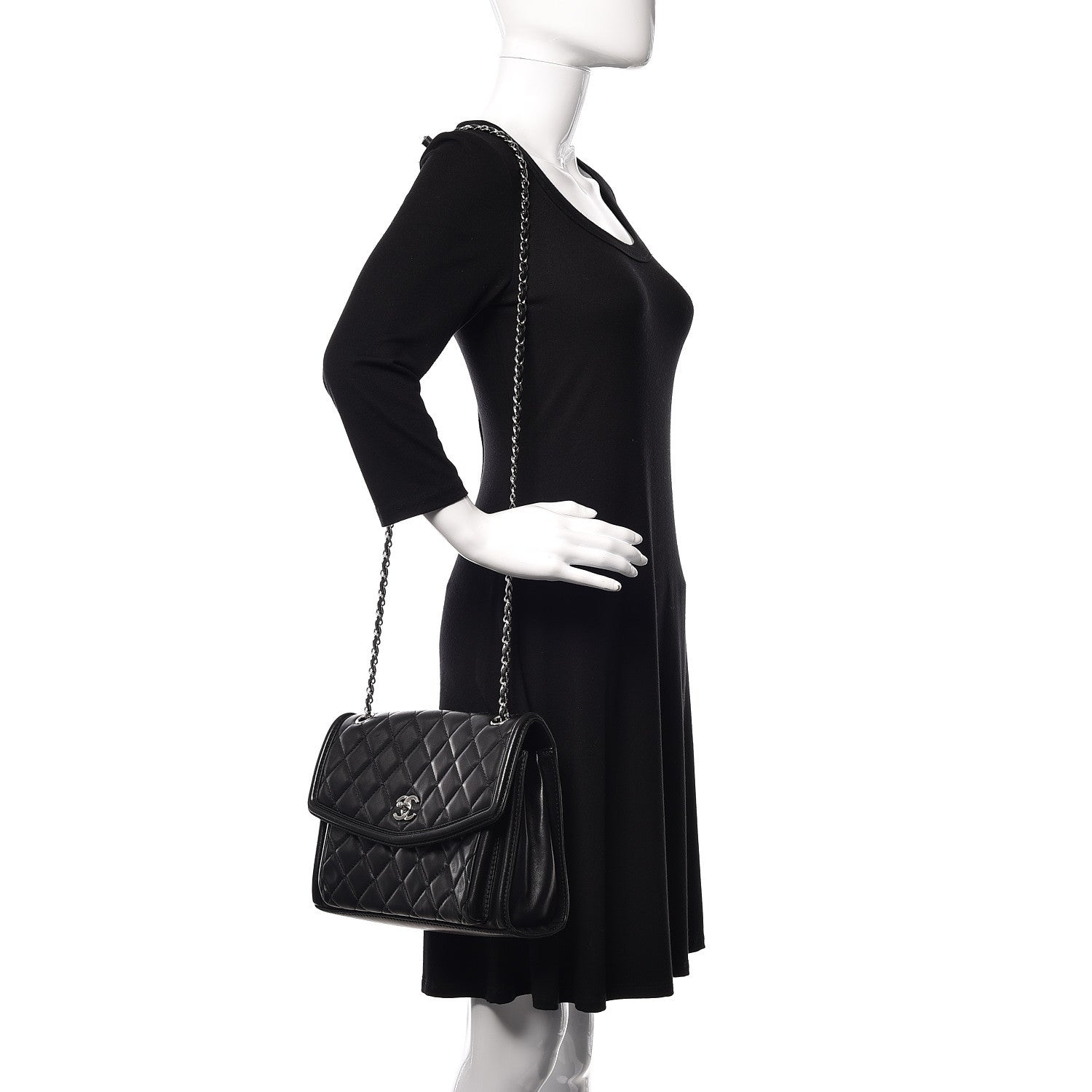 Chanel Lambskin Quilted Large Geometric Flap Black 2 of 17