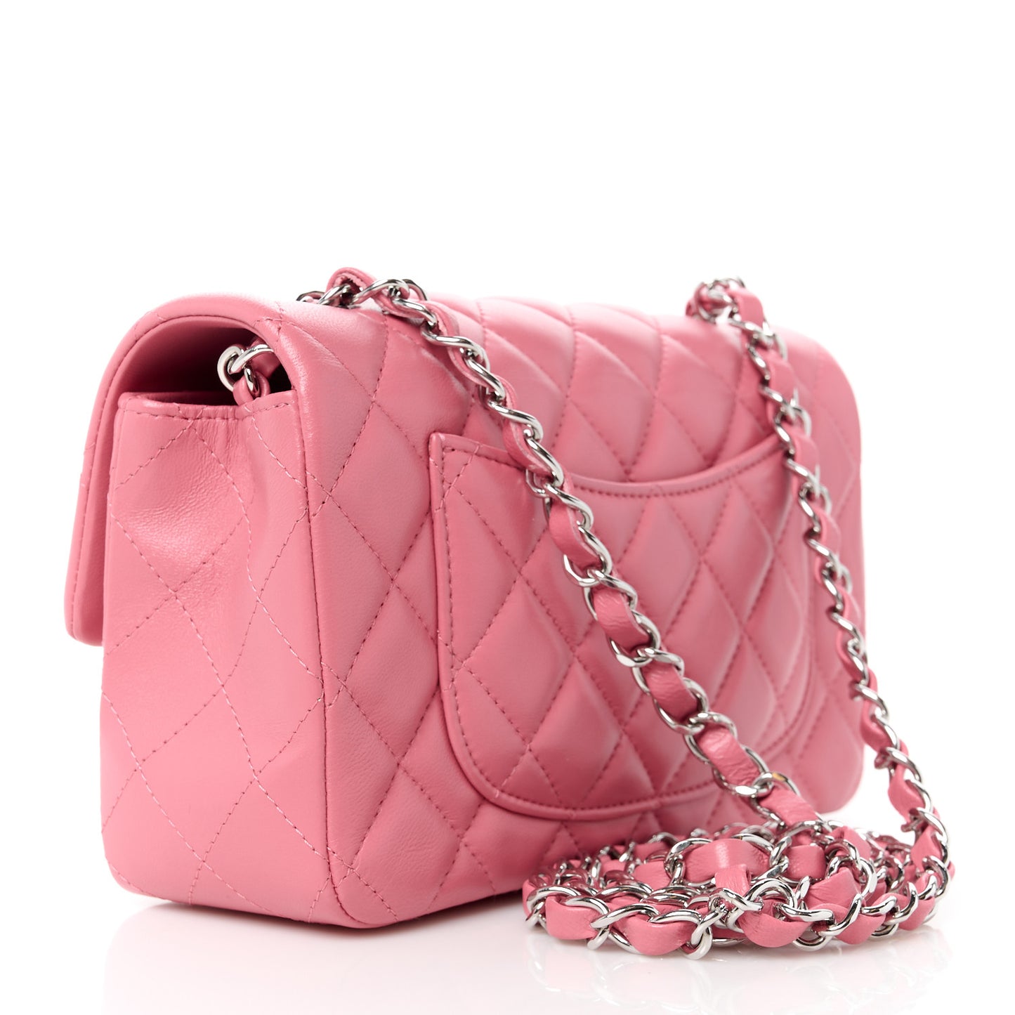 Lambskin Quilted Mini Rectangular Flap Pink