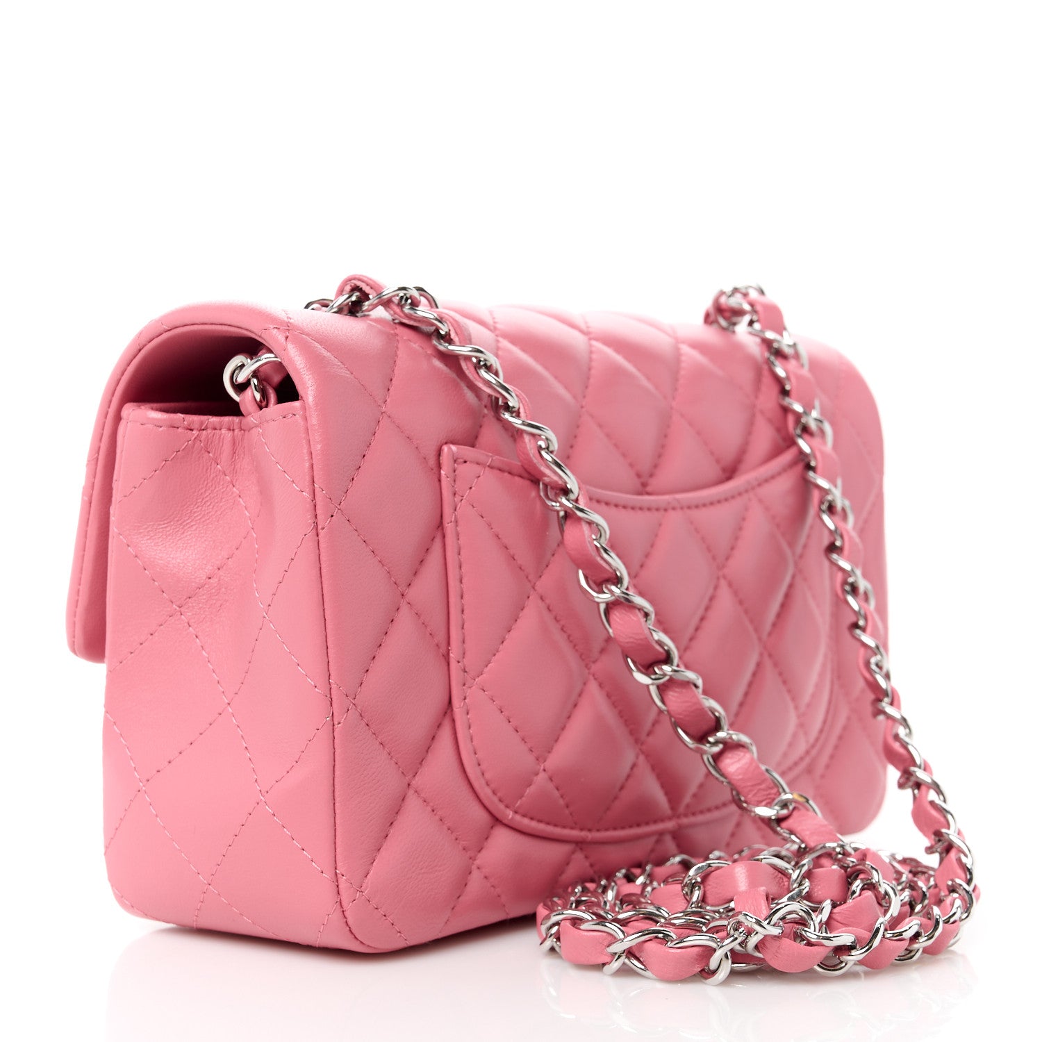 Chanel Lambskin Quilted Mini Rectangular Flap Pink 3 of 13