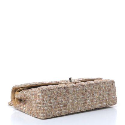 Chanel Tweed Quilted Medium Double Flap Brown Gold 4 of 9