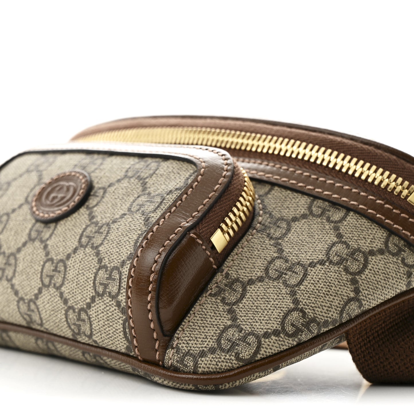 GG Supreme Monogram Textured Calfskin Retro Interlocking G Belt Bag Beige Ebony Brown Sugar