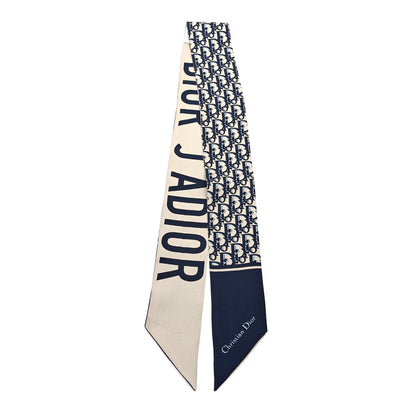 Christian Dior Silk Oblique Mitzah Scarf Blue 2 of 4
