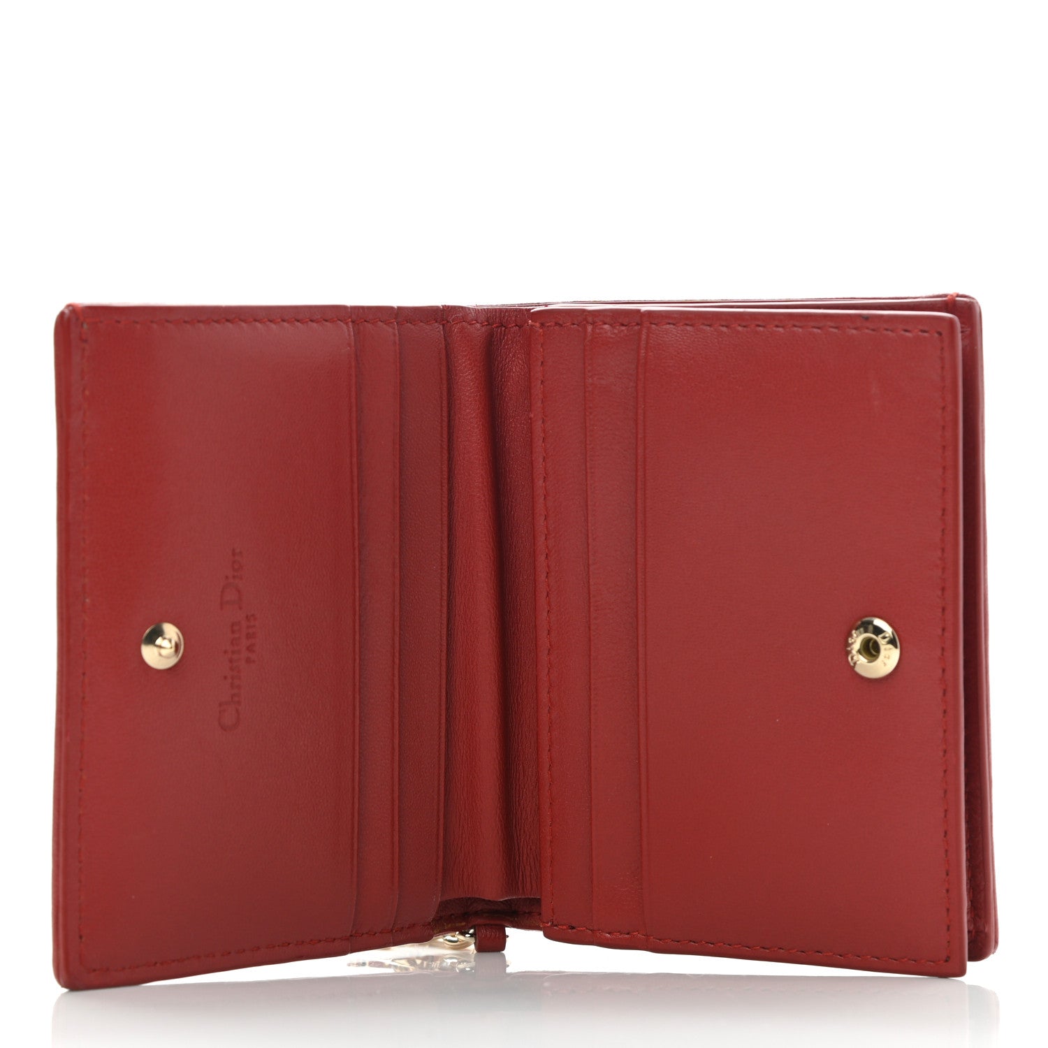 Christian Dior Lambskin Cannage Mini Lady Dior Wallet Red 5 of 8