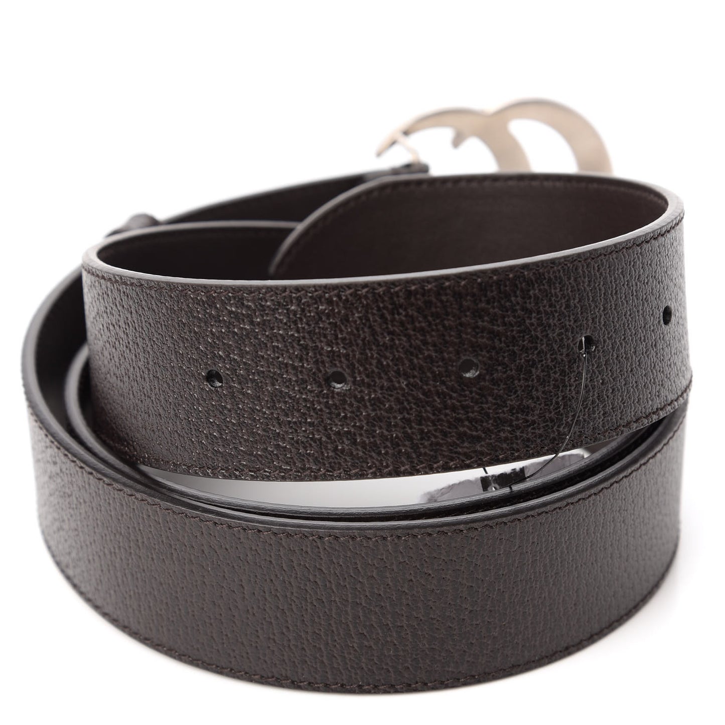 Textured Dollar Calfskin Nickel Double G 40mm Belt 115 46 Dark Cocoa