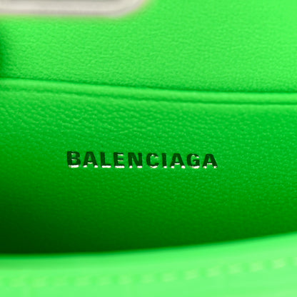 Balenciaga Shiny Calfskin Crocodile Embossed Hourglass Top Handle Bag Mini Fluo Green 8 of 10