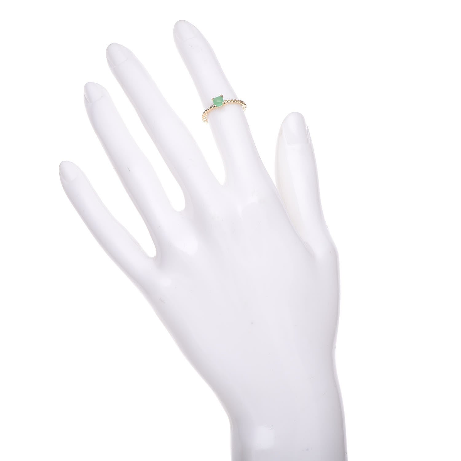 David Yurman 18K Yellow Gold Chrysoprase 4mm Chatelaine Kid's Ring 47 4 2 of 5