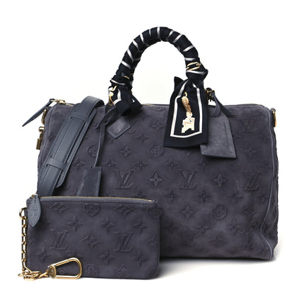 Louis Vuitton Suede Monogram Speedy P9 Bandouliere 40 Grey 2 of 14
