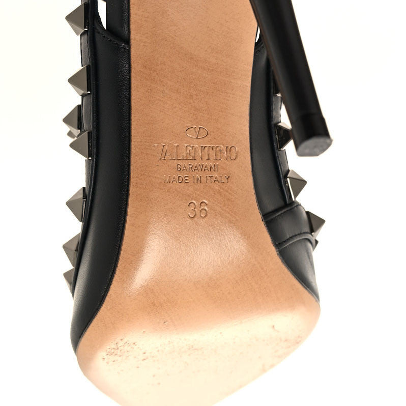 Valentino Garavani Calfskin Nappa Rockstud Undercover Ankle Strap 100mm Pumps 36 Black Grey 9 of 9